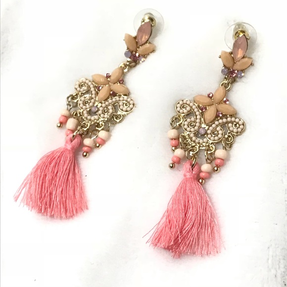 Statement jewelry earrings pink chandelier - Picture 2 of 4